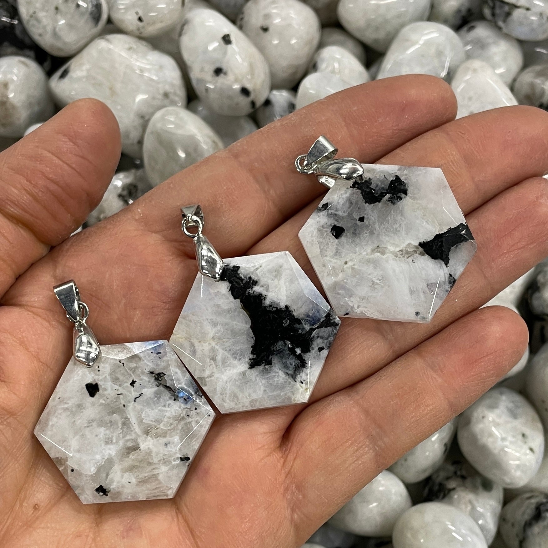 Rainbow Moonstone Hexagonal Pendant Rainbow Moonstone Hexagonal Pendant